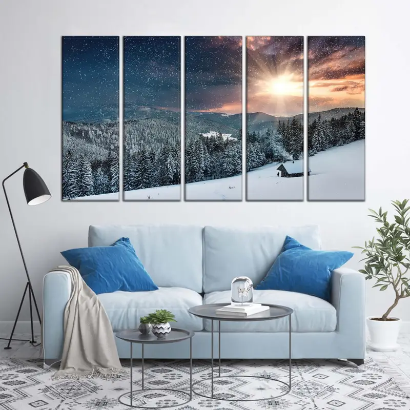 Winter Canvas, Sunset Wall Art, Winter Landspace Canvas, Forest Scnery, Nature View, Winter Wall Art, Sunrise Canvas Art, Mountain Canvas, - 6
