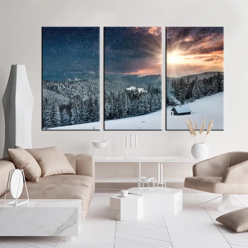 Winter Canvas, Sunset Wall Art, Winter Landspace Canvas, Forest Scnery, Nature View, Winter Wall Art, Sunrise Canvas Art, Mountain Canvas, - 5
