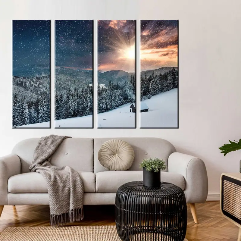 Winter Canvas, Sunset Wall Art, Winter Landspace Canvas, Forest Scnery, Nature View, Winter Wall Art, Sunrise Canvas Art, Mountain Canvas, - 2