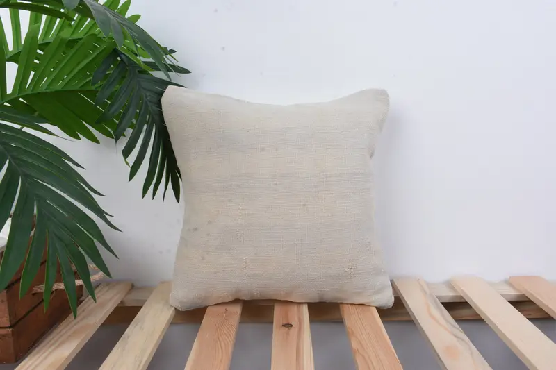 12x12 White Cushion, Pillow Case, Vintage Kilim Pillow, Interior Designer Pillow, Ethnical Kilim Rug Pillow, Meditation Cushion Case - 1