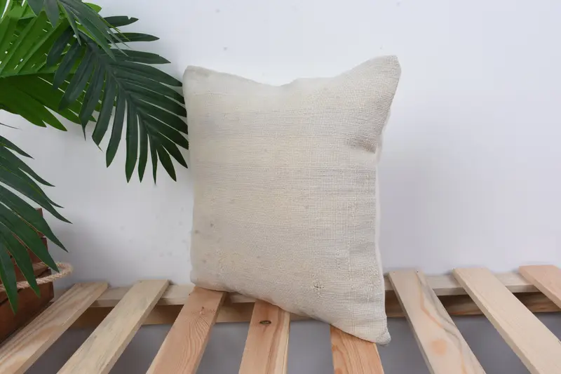 12x12 White Cushion, Pillow Case, Vintage Kilim Pillow, Interior Designer Pillow, Ethnical Kilim Rug Pillow, Meditation Cushion Case - 5