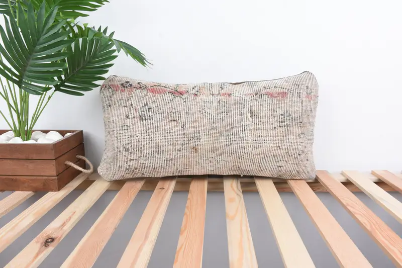 Turkish Pillow, 12x24 Beige Pillow Cover, Pillow for Couch, Kilim Cushion Sham, Vintage Kilim Pillow Cushion Cover, Pillow Case, Bed Cushion Case - 1