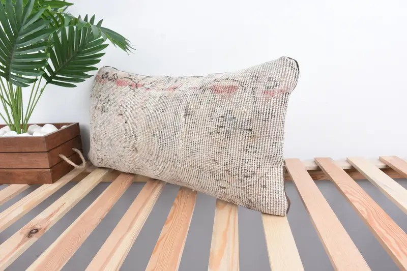 Turkish Pillow, 12x24 Beige Pillow Cover, Pillow for Couch, Kilim Cushion Sham, Vintage Kilim Pillow Cushion Cover, Pillow Case, Bed Cushion Case - 5