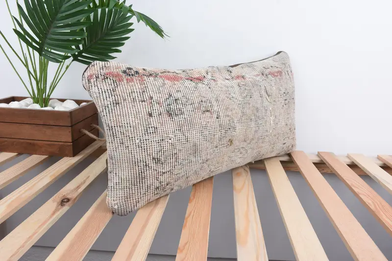 Turkish Pillow, 12x24 Beige Pillow Cover, Pillow for Couch, Kilim Cushion Sham, Vintage Kilim Pillow Cushion Cover, Pillow Case, Bed Cushion Case - 4