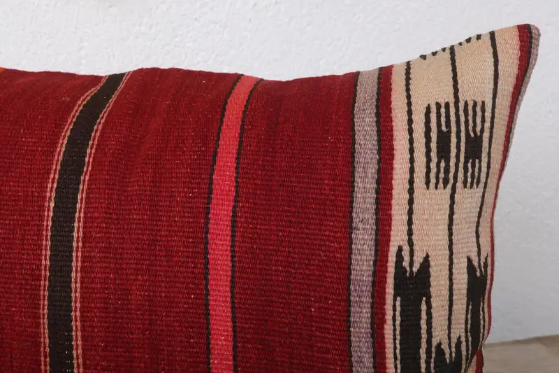 12x20 Red Pillow Cover, Boho Pillow Sham Cover, Retro Throw Pillow Sham, Pillow for Couch, Pillow, Kilim Pillow, Aesthetic Pillow Sham - 5