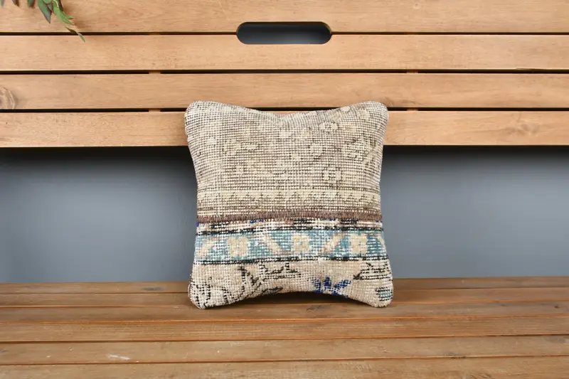 Throw Kilim Pillow, Cushion, Vintage Pillow, 12x12 Brown Cushion Cover, Authentic Cushion Cover, Outdoor Bolster Pillow Case, Vintage Kilim Pillow - 6