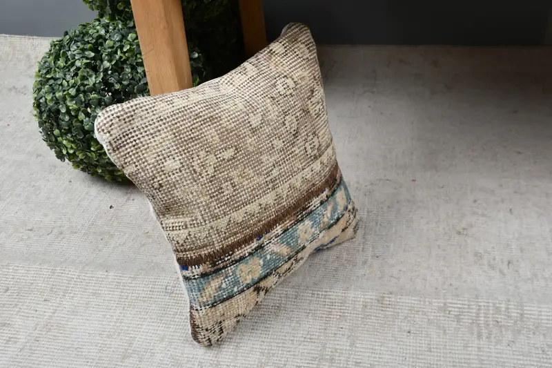 Throw Kilim Pillow, Cushion, Vintage Pillow, 12x12 Brown Cushion Cover, Authentic Cushion Cover, Outdoor Bolster Pillow Case, Vintage Kilim Pillow - 7