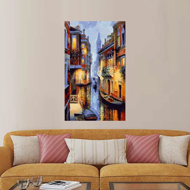 Elegant Venice at Night Printed Glass - Modern Abstract Design