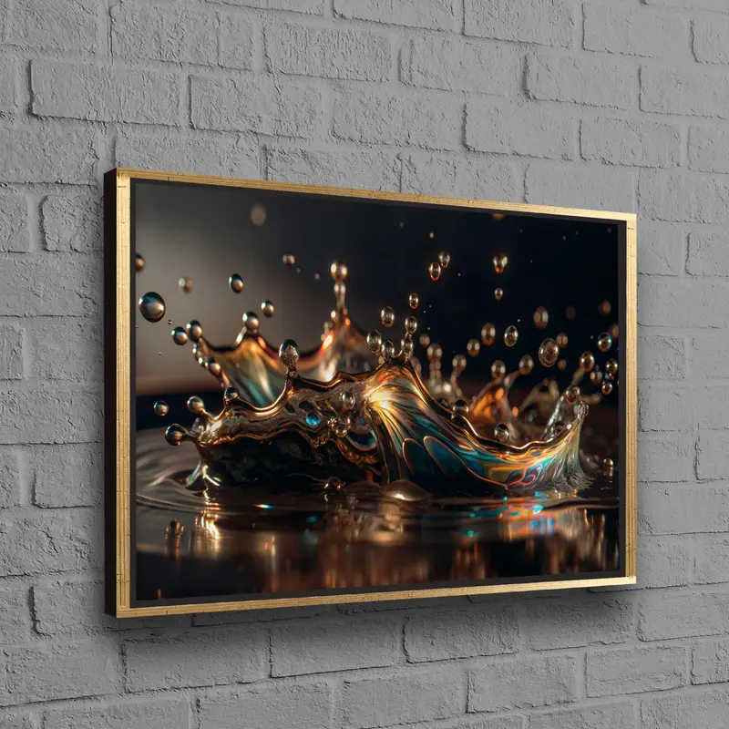 Lienzo abstracto con forma de gota de agua: impresión artística de agua de colores vibrantes