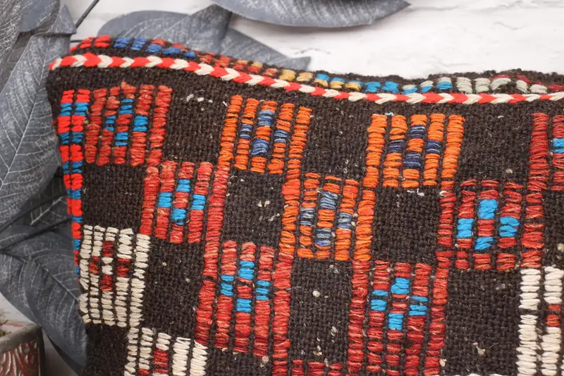 Art Deco Pillow, Kilim Pillow, 12x24 Orange Cushion Cover, Pattern Throw Pillow Sham, Vintage Kilim Throw Pillow, Kilim Cushion Sham, Cushion - 2