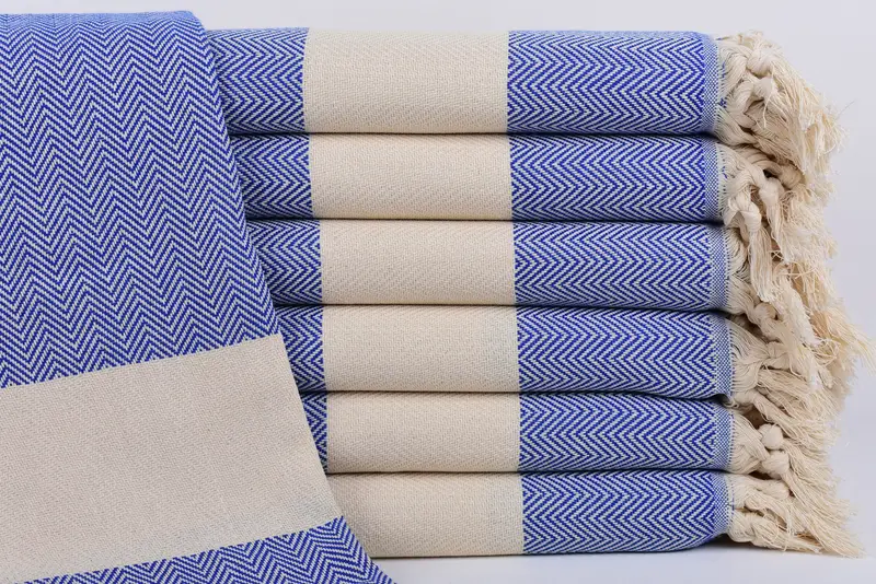 Gift For Her, 70x40 Sax Blue Herringbone Towel, Bachelorette Party Gift