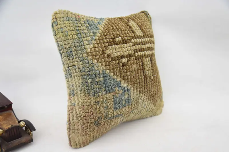 Sofa Bolster Cushion Case, Pillow Sham, Vintage Kilim Pillow, Turkish Pillow, Vintage Kilim Throw Pillow, 12x12 Brown Cushion Cover - 3