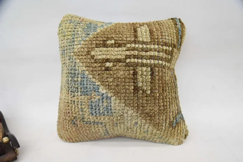 Sofa Bolster Cushion Case, Pillow Sham, Vintage Kilim Pillow, Turkish Pillow, Vintage Kilim Throw Pillow, 12x12 Brown Cushion Cover - 1