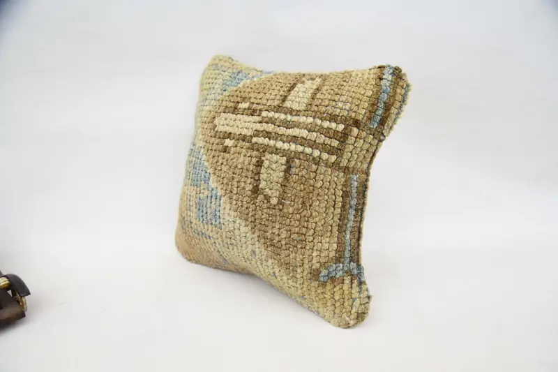 Sofa Bolster Cushion Case, Pillow Sham, Vintage Kilim Pillow, Turkish Pillow, Vintage Kilim Throw Pillow, 12x12 Brown Cushion Cover - 5