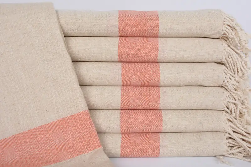 Orange Striped Personalized Organic Cotton Bath Towel, 70x36 Inches