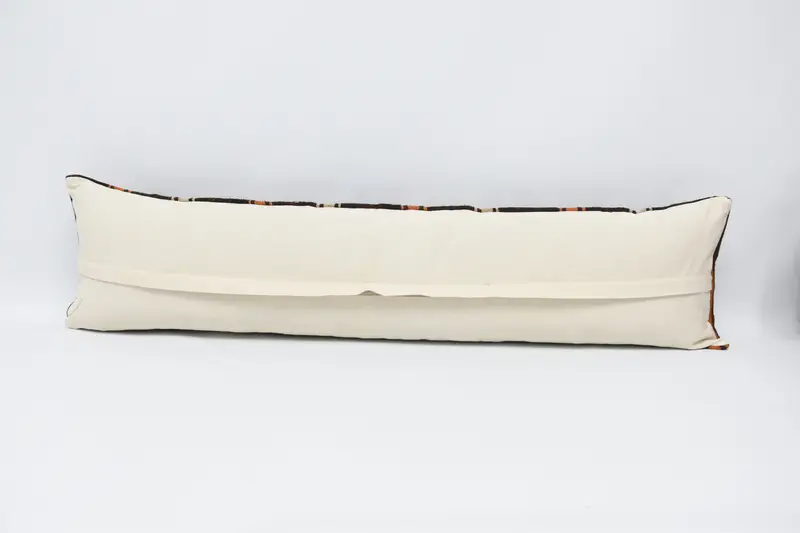 Morroccon Kilim Cushion Pillow Sham, Throw Kilim Pillow, Ethnical Kilim Rug Pillow, Pillow, Kilim Pillow, 12x48 Brown Pillow Case - 6