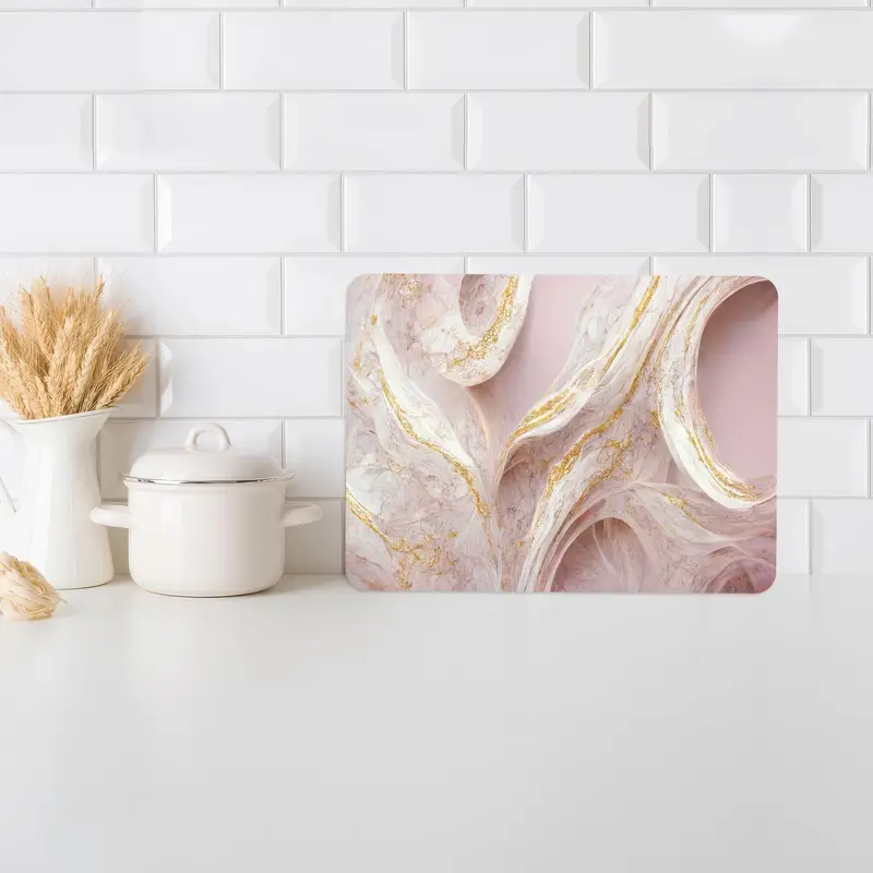 Gold Marble Glass Cutting Board with Tempered Safety Design
