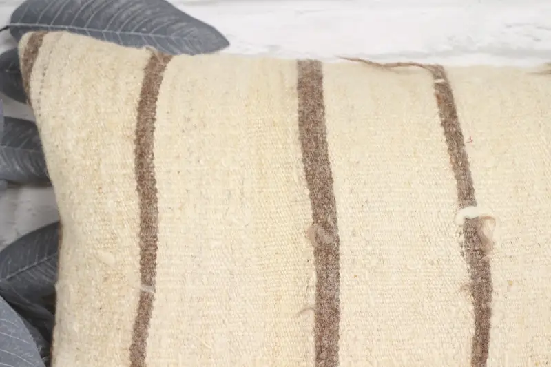 16x24 Beige Pillow Cover, Handmade Rug Seat Pillow, Pillow for Couch, Pillow Cover, Rustic Pillow Sham, Turkish Kilim Pillow, Throw Kilim Pillow - 2