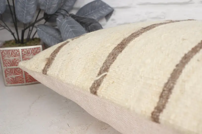 16x24 Beige Pillow Cover, Handmade Rug Seat Pillow, Pillow for Couch, Pillow Cover, Rustic Pillow Sham, Turkish Kilim Pillow, Throw Kilim Pillow - 7