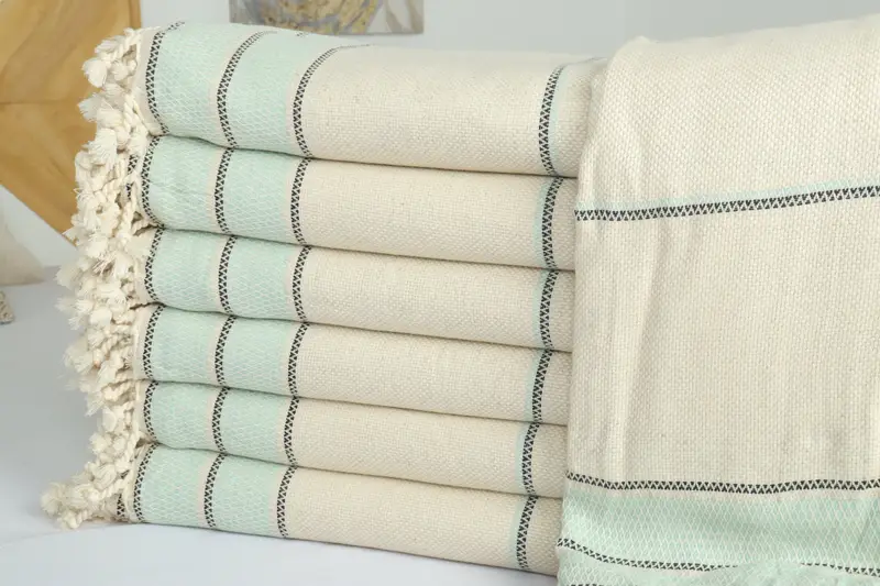 Turkish Bedspread, Custom Wedding Gifts, Valentines Day Gift For Him, 104x96 Cotton Striped Towel, Housewarming Gift, Woven Throw Blanket - 2