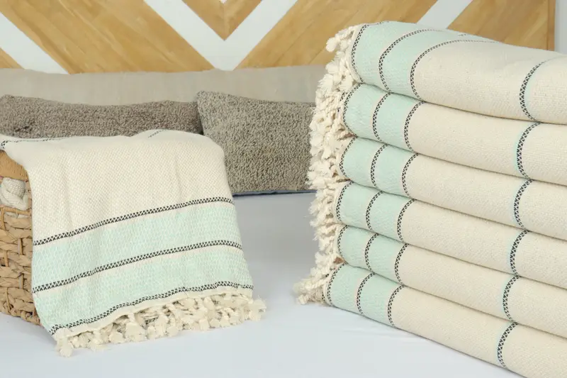 Turkish Bedspread, Custom Wedding Gifts, Valentines Day Gift For Him, 104x96 Cotton Striped Towel, Housewarming Gift, Woven Throw Blanket - 4