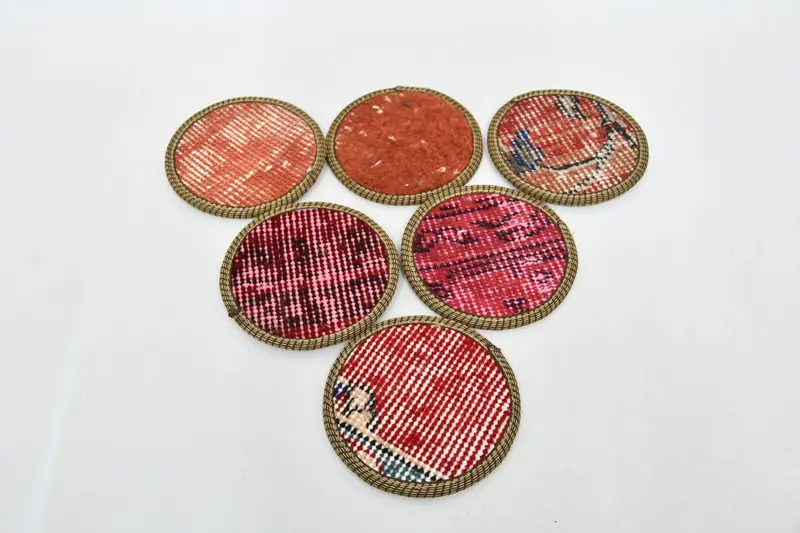 Posavasos redondos bohemios, posavasos naranjas y rojos