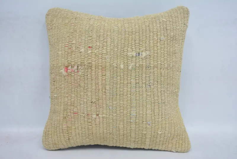 Turkish Kilim Pillow, Turkish Rugs Pillow Case, Kilim Cushion Sham, 12x12 Beige Pillow Case, Pillow, Aztec Cushion Case, Kilim Pillow Cover - 1