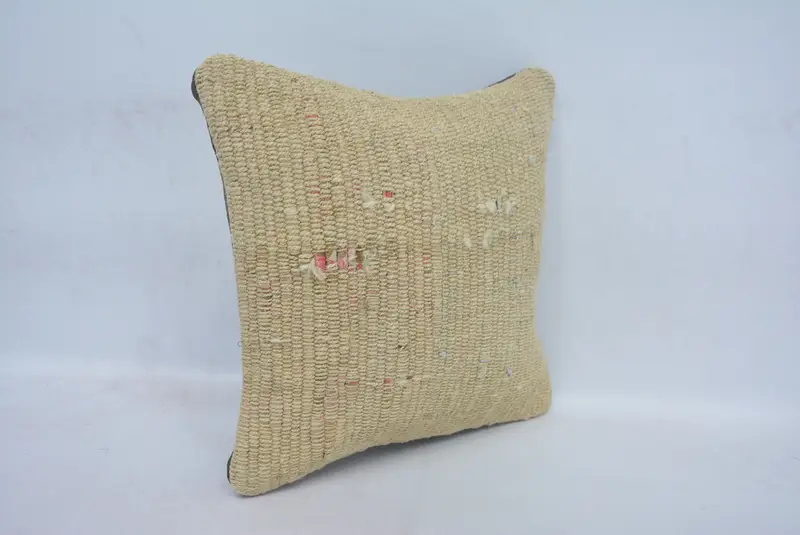 Turkish Kilim Pillow, Turkish Rugs Pillow Case, Kilim Cushion Sham, 12x12 Beige Pillow Case, Pillow, Aztec Cushion Case, Kilim Pillow Cover - 3