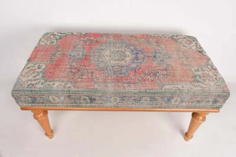 Modular Sofa Set Ottoman, Kilim-Inspired Wool Blend Ottoman