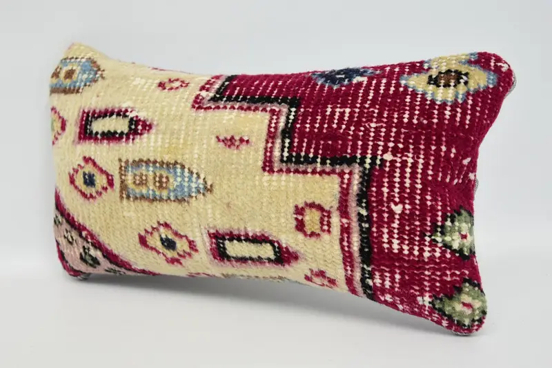 Ethnical Kilim Rug Pillow, Turkish Pillow, Patio Pillow Sham, Handmade Kilim Cushion, Rustic Pillow Cover, Pillow Case, 8x16 Red Pillow Case - 4