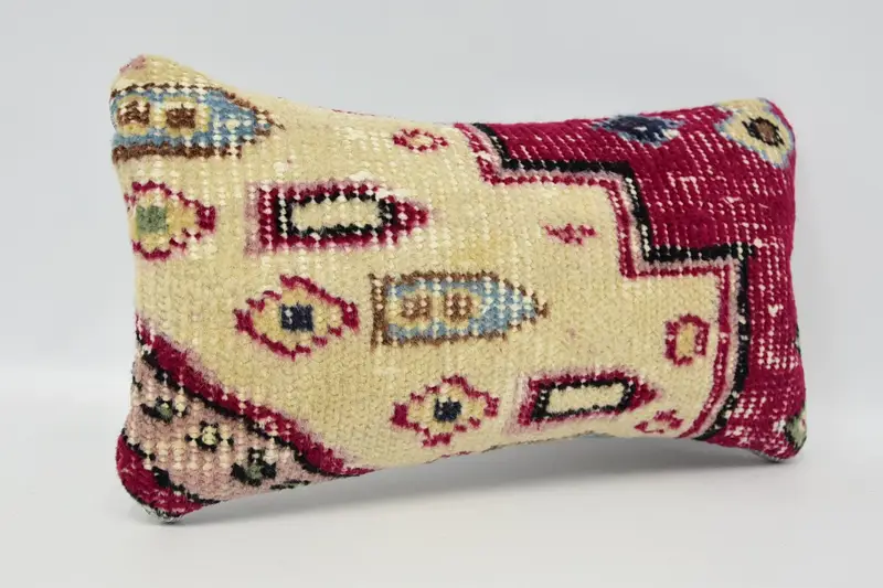 Ethnical Kilim Rug Pillow, Turkish Pillow, Patio Pillow Sham, Handmade Kilim Cushion, Rustic Pillow Cover, Pillow Case, 8x16 Red Pillow Case - 3