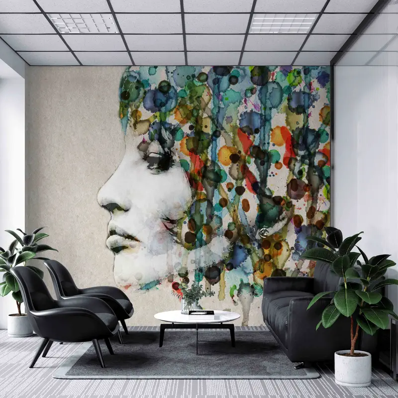 Personalisierte Tapete, Frauenmalerei Papierkunst, moderne Tapete, Hauswarming Geschenk, Mädchen digitales Papier, graues Handpapier, Tapetenkunst, - 7