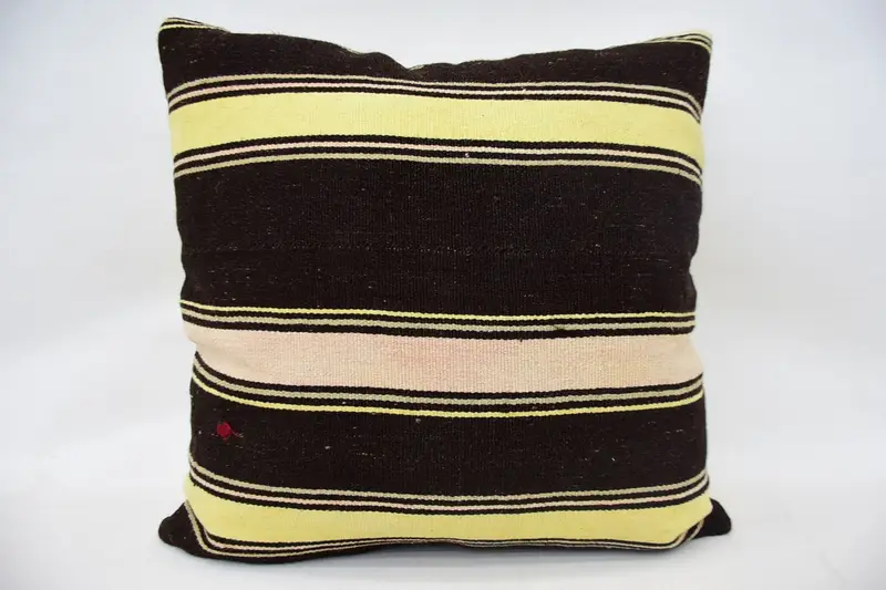 Handmade Kilim Cushion, 24x24 Brown Cushion Case, Retro Pillow Case, Pillow Cover, Boho Pillow, Vintage Kilim Throw Pillow - 4
