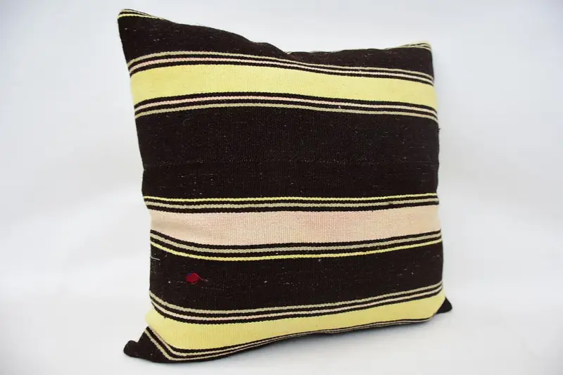 Handmade Kilim Cushion, 24x24 Brown Cushion Case, Retro Pillow Case, Pillow Cover, Boho Pillow, Vintage Kilim Throw Pillow - 2
