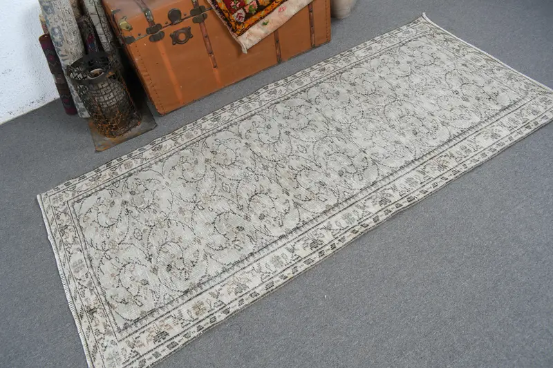 3.2x6.8 ft Turkish Rug, Vintage Accent Rug, Gray White Ombré Rug