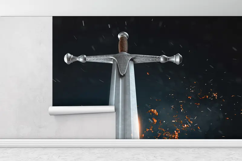 Art Deco Wallpaper, Claymore Wall Poster, Man Cave Wallpaper, Warrior Sword Wall Paper, Paper Crafts, Excalibur Wall Art, Blade Wall Art, - 1