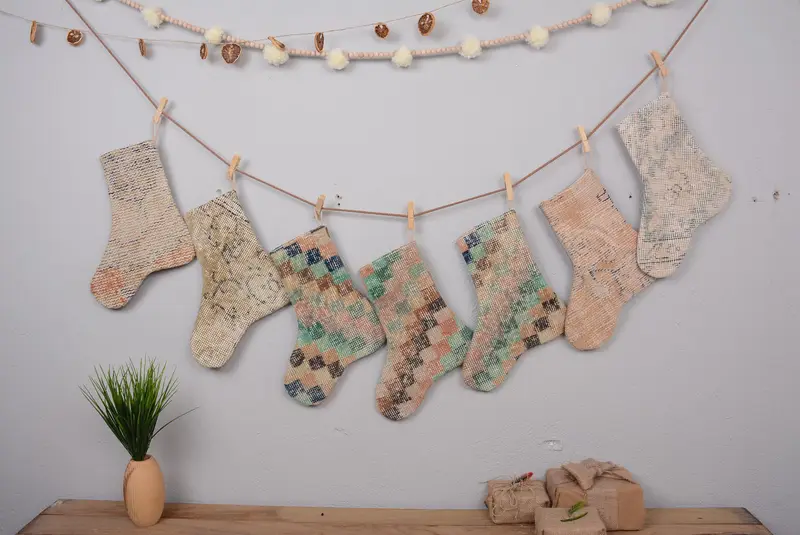 Noel Süsleri Deseni, 6 İnç Geniş Tatil Çorabı