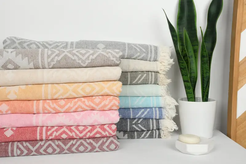 Beach towel, 74x40 Cotton Geometric Towel, Fringed Turkish peshtemal beach towel USA, Home Decor Gifts, Bridesmaid Favors, Housewarming Gift - 2