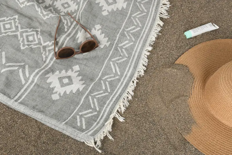 Beach towel, 74x40 Cotton Geometric Towel, Fringed Turkish peshtemal beach towel USA, Home Decor Gifts, Bridesmaid Favors, Housewarming Gift - 7