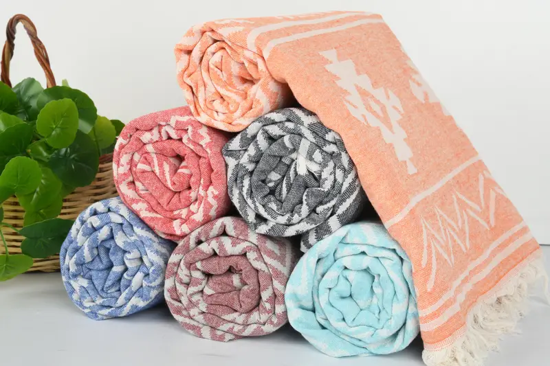 Beach towel, 74x40 Cotton Geometric Towel, Fringed Turkish peshtemal beach towel USA, Home Decor Gifts, Bridesmaid Favors, Housewarming Gift - 5