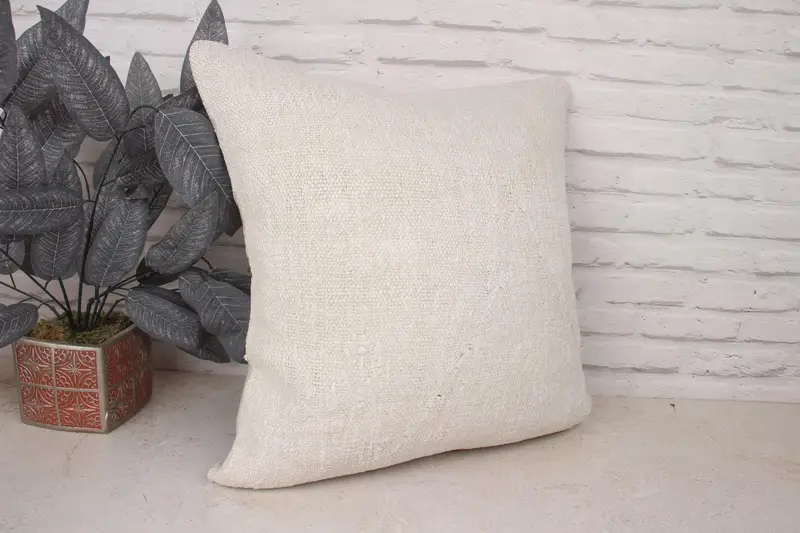 Vintage Kilim Throw Pillow, Gift Pillow, Nautical Throw Cushion Cover, Turkish Kilim Pillow, 20x20 White Pillow Case, Pillow, Aesthetic Pillow - 3