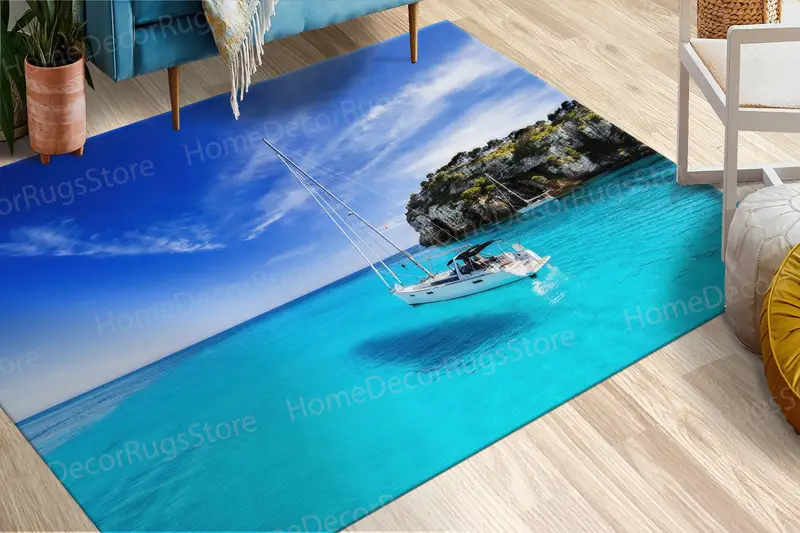 Bedruckter Teppich Oceanic Dream: Tropische Meereslandschaft