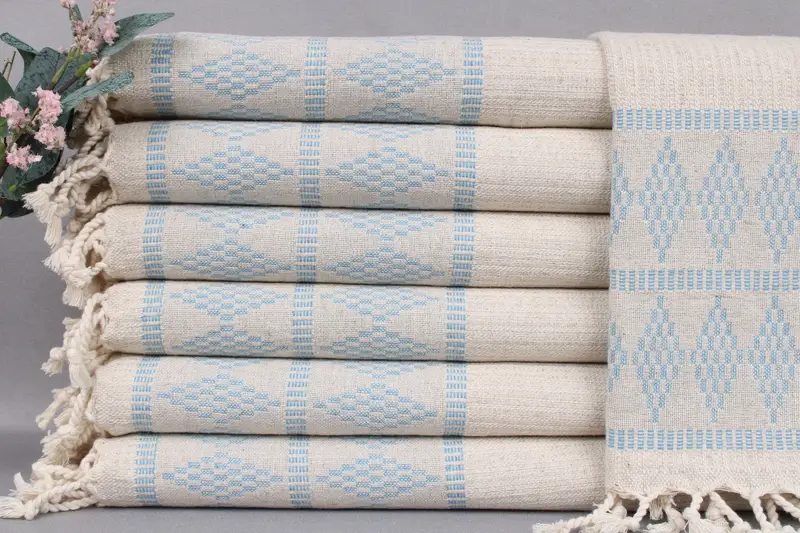 Monogrammed Hand Towel, Kitchen Towel, Turquoise, Kilim Design, 20x40 Inches