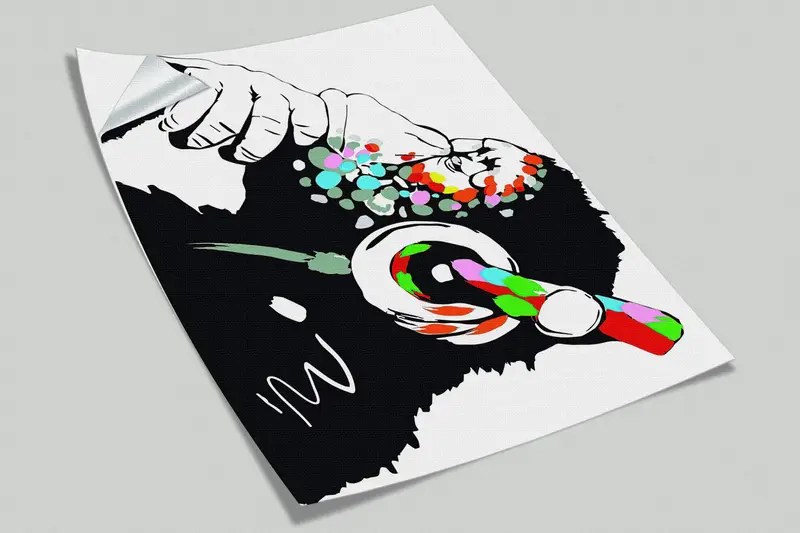 Music Wall Mural, Animal Wallpaper, Abstract Monkey Wall Mural, Graffiti Wall Paper, Dj Monkey Wall Print, Gorilla Wall Paper, - 8