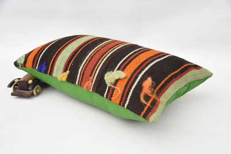 Home Decor Pillow, Handmade Kilim Cushion, Turkish Rugs Cushion Case, 12x20 Brown Pillow Cover, Pillow Cover, Turkish Pillow - 6