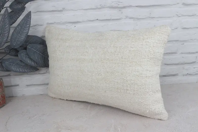12x20 White Cushion, Antique Pillows, Gift Pillow, Turkish Kilim Pillow, Tribal Pillow, Ethnic Throw Pillow Cover, Cushion Cover - 4