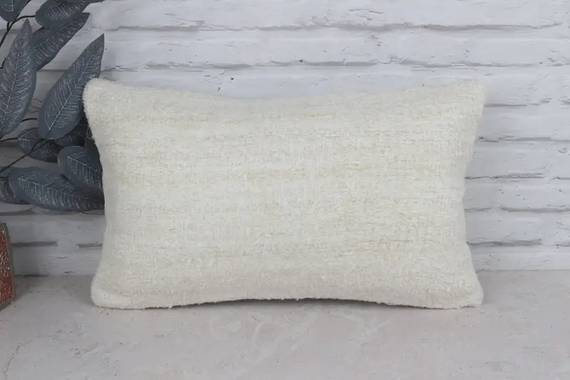 12x20 White Cushion, Antique Pillows, Gift Pillow, Turkish Kilim Pillow, Tribal Pillow, Ethnic Throw Pillow Cover, Cushion Cover - 1