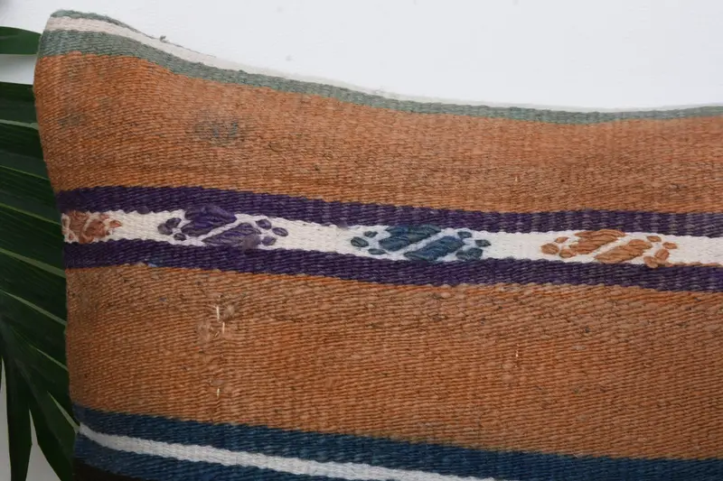 Shabby Chic Cushion Cover, Pillow, Handmade Kilim Cushion, Throw Kilim Pillow, Turkish Corner Cushion, 14x14 Brown Cushion Case, Turkish Pillow - 2