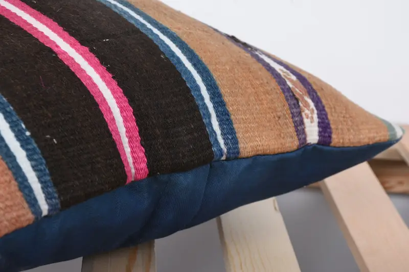 Shabby Chic Cushion Cover, Pillow, Handmade Kilim Cushion, Throw Kilim Pillow, Turkish Corner Cushion, 14x14 Brown Cushion Case, Turkish Pillow - 7