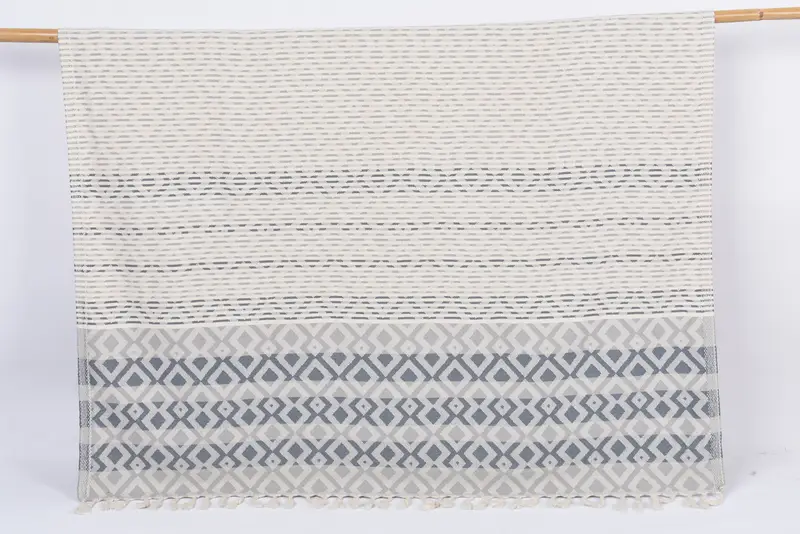 Monogrammed Turkish Cotton Bath Towel Navy Blue-Gray, 70x40 Inches